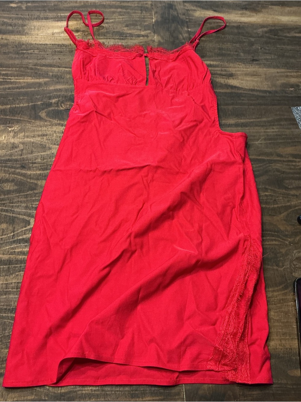 Fashion Nova Vibrant Red Lace-Trim Slip Dress